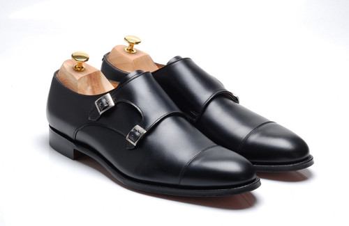 Cheaney black double monk - black,
