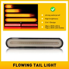 28 LED Flowing Reverse Stop Brake Turn Signal Rear Tail Light Truck Trailer RV