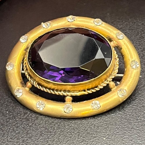 Antique brass brooch with - antique,