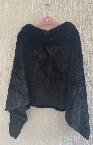 Black faux fur shrug - black,