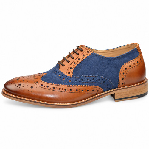Mens oxford brogue shoes tan - oxford,