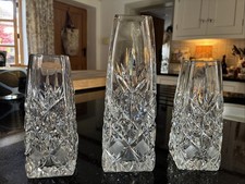 Cut Crystal Vases X 3
