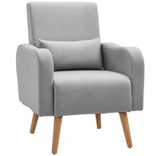 HOMCOM Nordic Lounge Sofa Chair, Pillow, Grey  , Refurbished