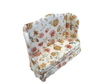 Dolls House Sofa Floral Style High Back Furniture JASPERS Miniature 1:12th Scale
