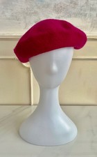 TOPSHOP Cerise Pink 100% Wool Beret Bohemian Arty Hat One Size