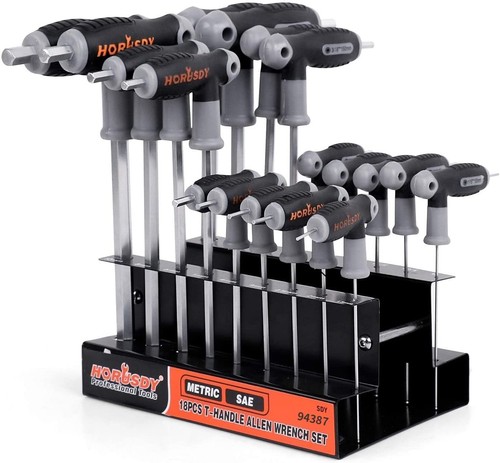 Piece handle allen wrench - 18-piece, t-handle