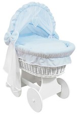 White wicker wheels crib - wicker, crib/baby