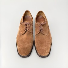 VINTAGE Bespoke Tan Suede Pembroke Lace Up Shoe Leather Handmade UK 7.5 EEE Wide