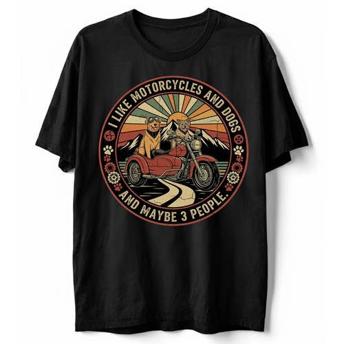 Motorcycle dog sidecar tee - motorcycle,