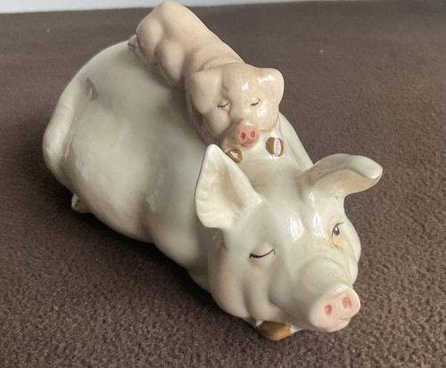 Vintage beswick pig and piglet - and,