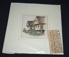 VINTAGE MOUNTED PRINT - ENGRAVING OLD WILLESLEY HOUSE CRANBROOK KENT Duncan Moul