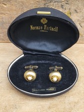 Vintage Boxed Norman Hartnell Cufflinks. Cultured Pearls. A/F