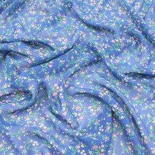 Chiffon Blue Floral Printed