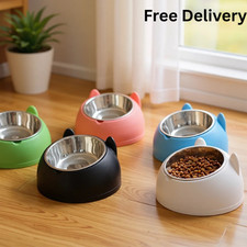 1Pc Cat Bowl Stainless Steel Inclined Food Feeding Bowls for Kittens Puppies