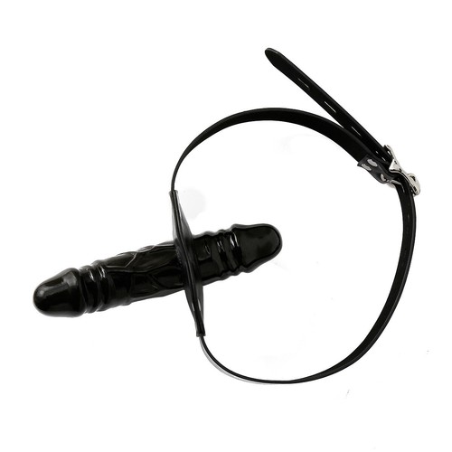 Rubber penis double ball - double, gag