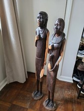 2x Vintage Hand Carved Tribal