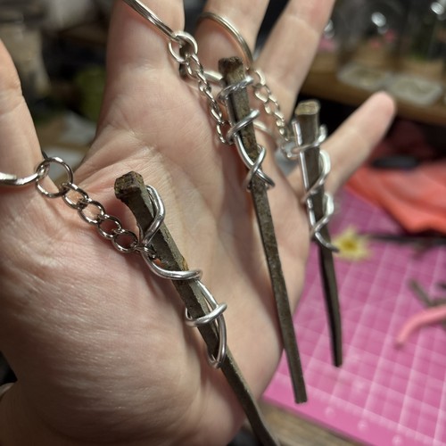 Victorian coffin nail keyring - victorian,