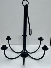 Vintage Black Hanging 6 Candles Chandelier Rustic Ceiling Iron Handmade Gothic.