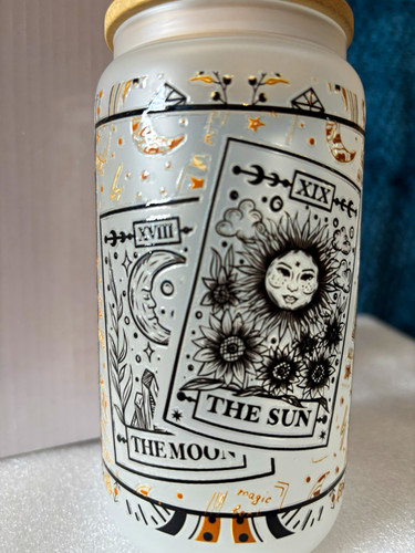 Tarot sun moon frosted glass - moon,