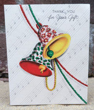 Vintage Used Bells Music 1940's Christmas Greeting Card (EB10243)
