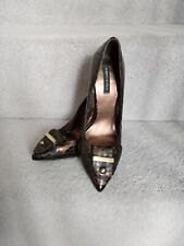 Roberto Botello Brown/Bronze Snake Embossed Patent Leather Court Shoe Size 4