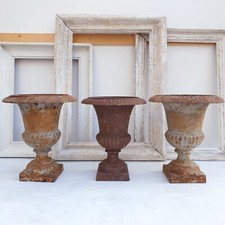 Antique French Cast Iron Urns