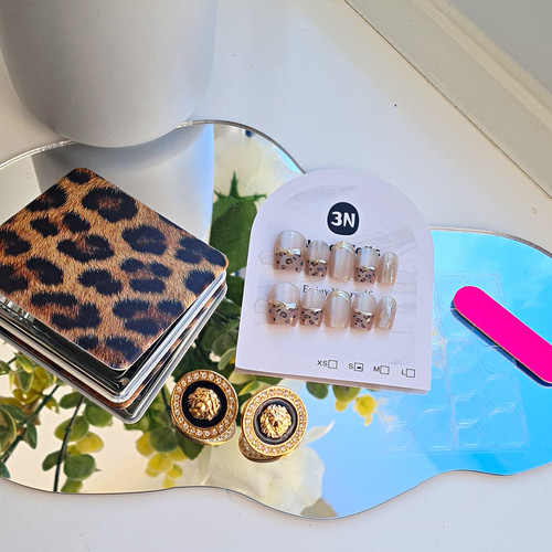 Leopard print compact mirror