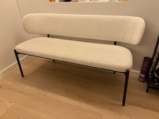 White bench From Made.com. With Black Metal Legs And Fleece Covered