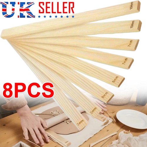 8pcs wooden rolling pin - wooden, guides