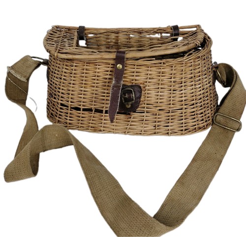 Antique fishing creel wicker - fishing,