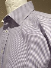 TM Lewin John Francomb Men's Shirt - 16" Collar - Purple Check - French Cuff