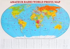 Amateur Radio World Prefix Map edition 2025 size 99cm (38,97in) x 68cm (26,77in)