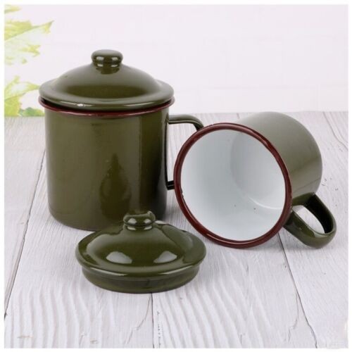 Armygreen enamel mug vintage - enamel,