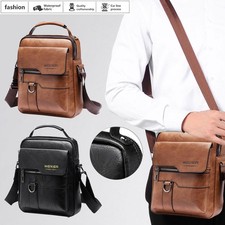 Men's PU Leather Cross Body Messenger Bag Shoulder Handbag Travel Business Bag