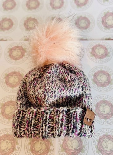 New hand knit bobble hat - new, in