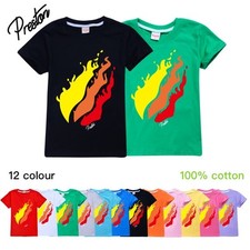 Prestonplayz Flame Boys T-shirt Kids Summer Short Sleeve 100% Cotton Tee Tops UK