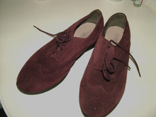 Burgundy Mulberry Suede Lace Up Shoes 4 1/2 Foxglove M&S Wider Fit brogue vgc