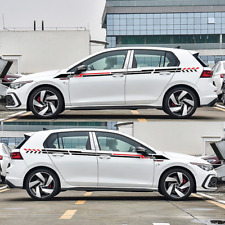 Pair Car Side Door Stickers Vinyl Graphics Body Sports Trim Decals DIY Black/Red