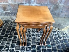 Vintage Oak Next Of Tables With Queen Anne Legs