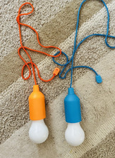 Pull Cord LED Light Bulbs x 2 - Battery Operated - Excellent Condition