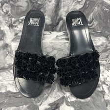 Juicy Couture Slip On Sandals Ladies Black Size UK 4 EU 37 #REF34