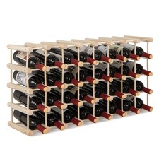 COSTWAY Wooden Wine Rack 36-bottle Modular Wind Holder Display Shelf-Natural