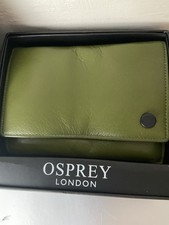 OSPREY LONDON Forest Green Leather Purse  Card Coin 5inchX3.5 Used Boxed