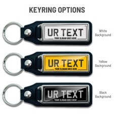 Number Plate Keyring Metal Faux Leather Car Van Personalised Keychain - No Flag