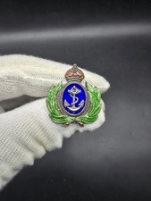 WW2 Royal Navy White Metal Sweetheart Brooch Blue Red Green Enamel 25.87mm 