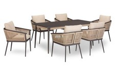DFS Avini Chocolate & Netural Outdoor Dining Table & 6 Chairs Set RRP £1399