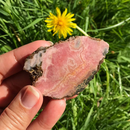 Rhodochrosite slice slab semi - rhodochrosite,