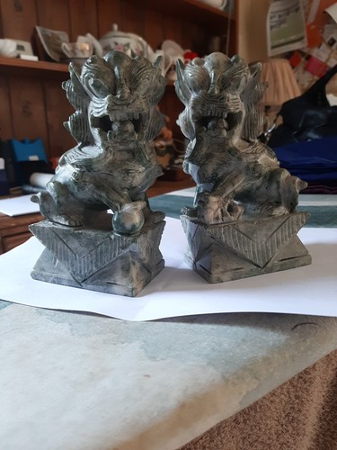 Pair foo dog soapstone - pair,