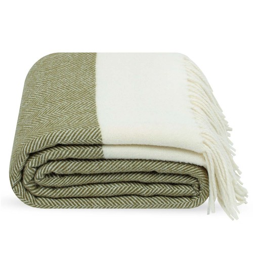 Olive wool throw 140x200 - olive,