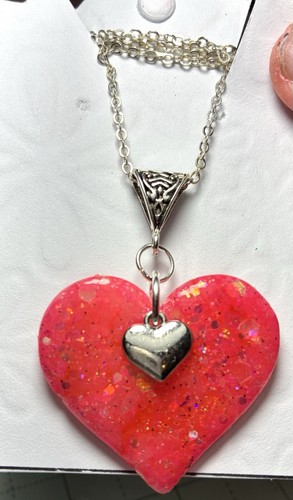 Pink glitter heart - pink,